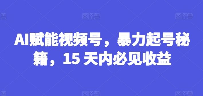 AI赋能视频号，暴力起号秘籍，15 天内必见收益【揭秘】-屈原聊项目