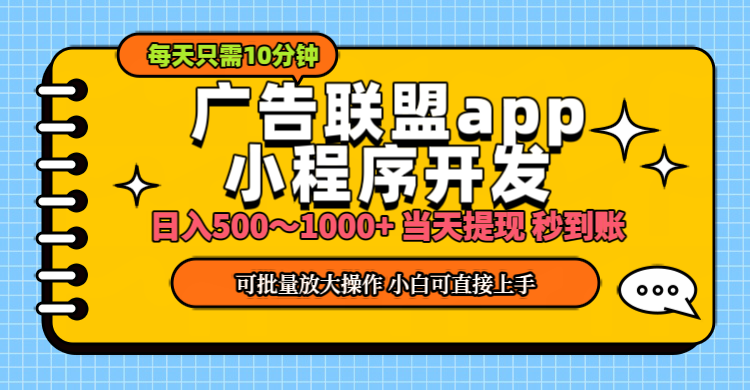 （11645期）小程序开发 广告赚钱 日入500~1000+ 小白轻松上手！-屈原聊项目