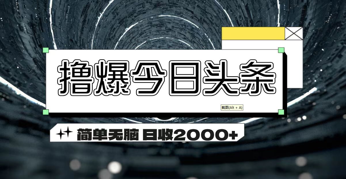 （11665期）撸爆今日头条 简单无脑操作 日收2000+-屈原聊项目