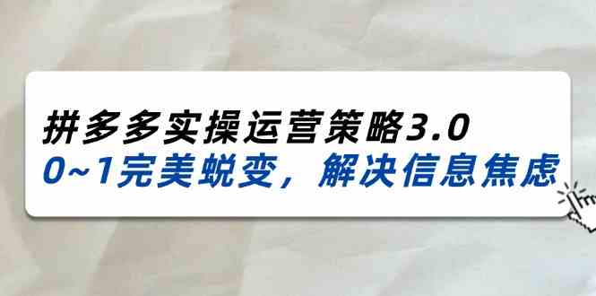2024-2025拼多多实操运营策略3.0，0~1完美蜕变，解决信息焦虑（38节）-屈原聊项目
