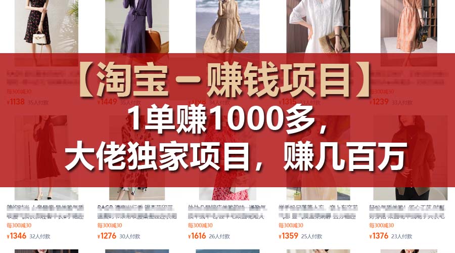 （11685期）【淘宝赚钱项目】1单可赚1000多，大佬独家项目，年赚几百万-屈原聊项目