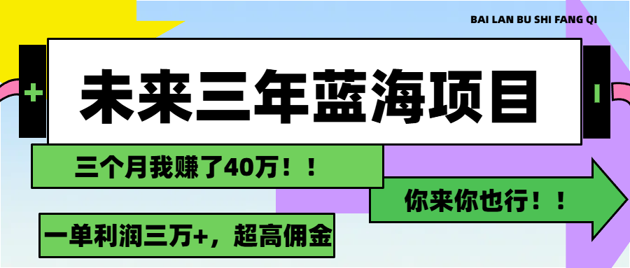 （11716期）未来三年，蓝海赛道，月入3万+-屈原聊项目