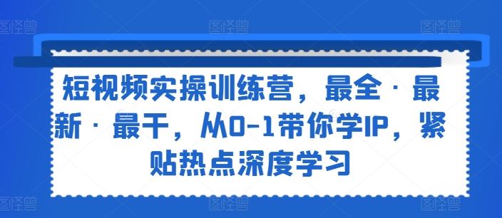 短视频实操训练营，最全·最新·最干，从0-1带你学IP，紧贴热点深度学习-屈原聊项目