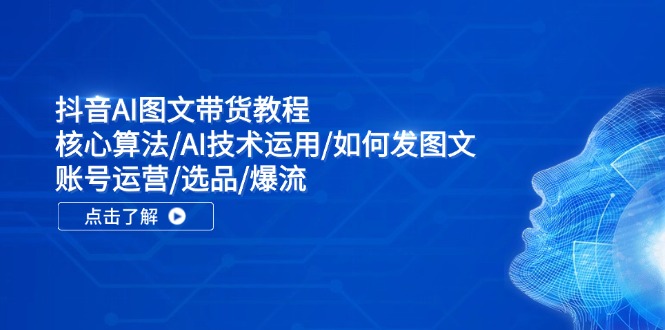 抖音AI图文带货教程：核心算法/AI技术运用/如何发图文/账号运营/选品/爆流-屈原聊项目