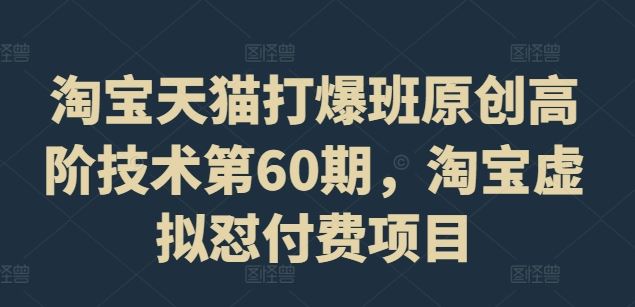 淘宝天猫打爆班原创高阶技术第60期，淘宝虚拟怼付费项目-屈原聊项目