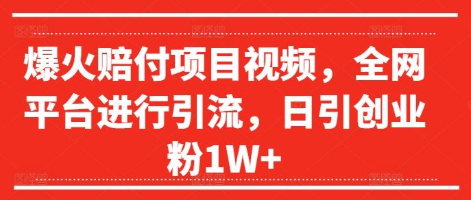 爆火赔付项目视频，全网平台进行引流，日引创业粉1W+【揭秘】-屈原聊项目