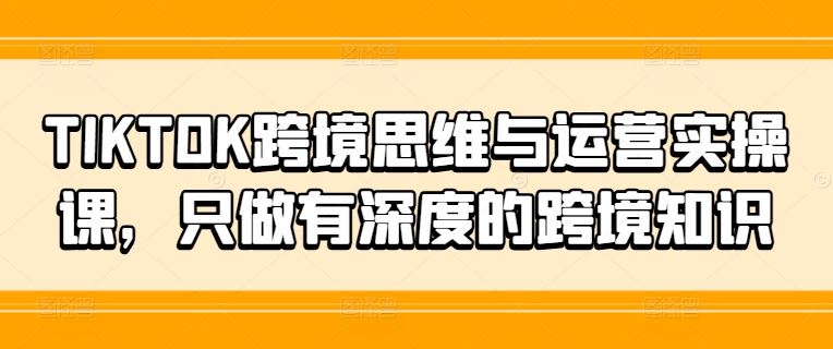 TIKTOK跨境思维与运营实操课，只做有深度的跨境知识-屈原聊项目