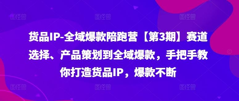 货品IP全域爆款陪跑营【第3期】赛道选择、产品策划到全域爆款，手把手教你打造货品IP，爆款不断-屈原聊项目
