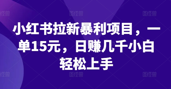 小红书拉新暴利项目，一单15元，日赚几千小白轻松上手-屈原聊项目