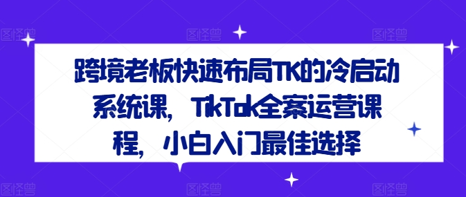 跨境老板快速布局TK的冷启动系统课，TikTok全案运营课程，小白入门最佳选择-屈原聊项目