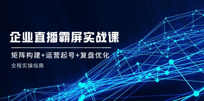 （12338期）企 业 直 播 霸 屏实战课：矩阵构建+运营起号+复盘优化，全程实操指南-屈原聊项目
