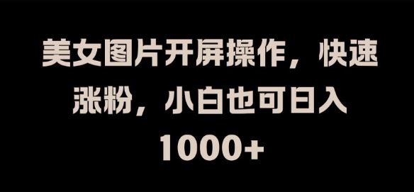 美女图片开屏操作，快速涨粉，小白也可日入1k【揭秘】-屈原聊项目