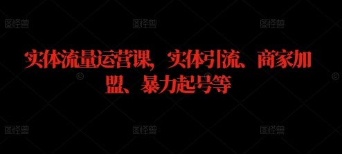 实体流量运营课，实体引流、商家加盟、暴力起号等-屈原聊项目