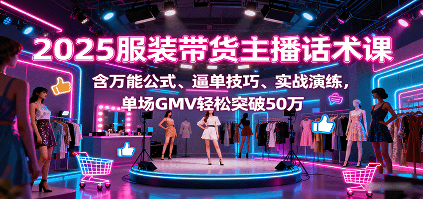 2025服装带货主播话术课，含万能公式、逼单技巧、实战演练，单场GMV轻松突破50万-屈原聊项目