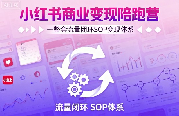 小红书商业变现陪跑营，轻IP矩阵 私域获客 聚光投流，一整套流量闭环SOP变现体系-屈原聊项目