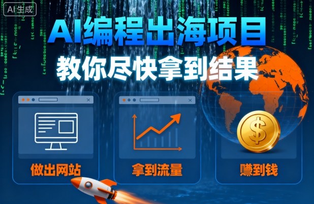 AI编程出海项目，教你尽快拿到结果-做出网站、拿到流量、賺到钱-屈原聊项目