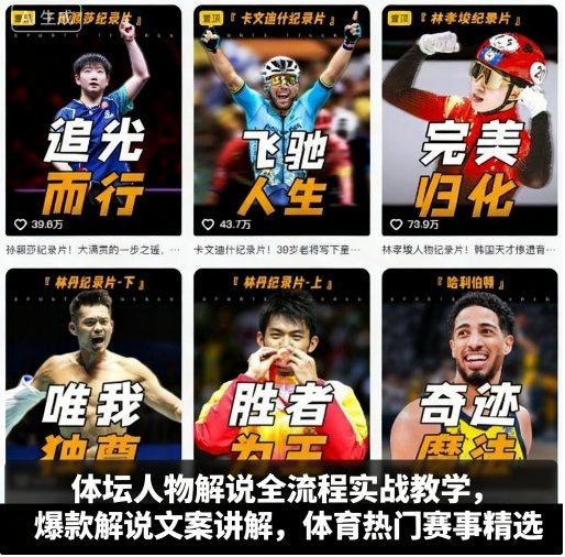 体坛人物解说全流程实战教学，爆款解说文案讲解，体育热门赛事精选-屈原聊项目
