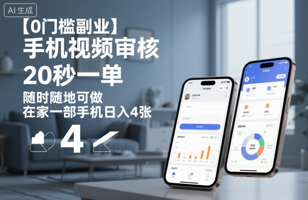【0门槛副业】手机视频审核，20秒一单，随时随地可做，在家一部手机日入4张【揭秘】-屈原聊项目