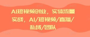 AI短视频创业,实体流量实战,AI/短视频/直播/私域/团队-屈原聊项目