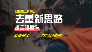 去重新思路,详细教你自媒体视频二剪搬运技术,自己加工双重去重100%过原创-屈原聊项目