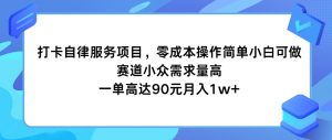 打卡自律服务项目，零成本操作简单小白可做，赛道小众需求量高，一单高达90元月入1w+-屈原聊项目