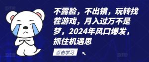 不露脸,不出镜,玩转找茬游戏,月入过万不是梦,2024年风口爆发,抓住机遇【揭秘】-屈原聊项目