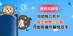 (11910期)微信视频号自助独立后台每天躺赚三位数可矩阵操作解放双手-屈原聊项目