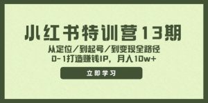 小红书特训营13期，从定位/到起号/到变现全路径，0-1打造赚钱IP，月入10w+-屈原聊项目