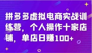 拼多多虚拟电商实战训练营，个人操作十家店铺，单店日赚100+-屈原聊项目