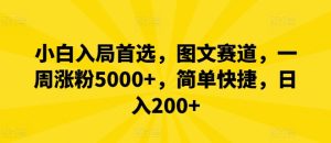 小白入局首选，图文赛道，一周涨粉5000+，简单快捷，日入200+-屈原聊项目