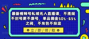 最新视频号私域无人直播课,不违规不封号更不废号,单品佣金50%-65%之间,不灰色不投流-屈原聊项目