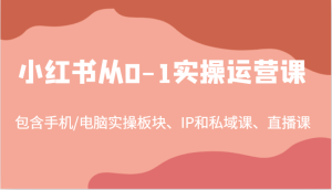 小红书从0-1实操运营课,包含手机/电脑实操板块、IP和私域课、直播课(97节)-屈原聊项目