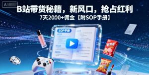 B站带货秘籍，新风口，抢占红利，7天2k+佣金【附SOP手册】-屈原聊项目