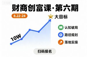 财商创富课第六期8月22-24号，如何从10W起步，一步步实现大目标-屈原聊项目