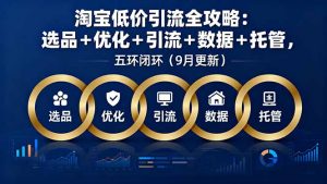 淘宝低价引流全攻略:选品+优化+引流+数据+托管,五环闭环(9月更新-屈原聊项目