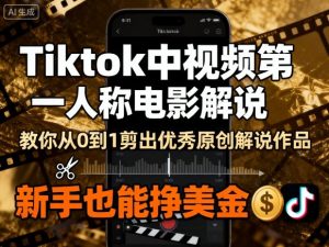 Tiktok中视频第一人称电影解说，教你从0到1剪出一个优秀的原创解说作品，新手也能挣美金-屈原聊项目