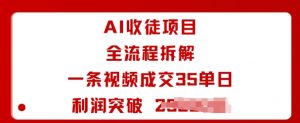 AI收徒项目全流程拆解一条视频成交35单日利润突破1k+-屈原聊项目