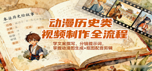 动漫历史类视频制作全流程，学文案撰写、分镜提示词，掌握动漫图生成+抠图配音剪辑-屈原聊项目