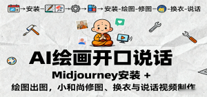 AI绘画开口说话，Midjourney安装 + 绘图出图，小和尚修图、换衣与说话视频制作-屈原聊项目