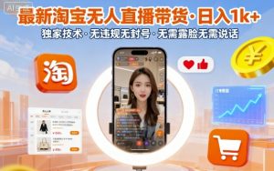 最新淘宝无人直播带货，日入1k+，独家技术，无违规无封号，无需露脸无需说话【揭秘】-屈原聊项目