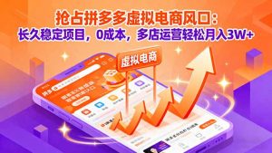抢占拼多多虚拟电商风口：长久稳定项目，0成本，多店运营轻松月入3W+-屈原聊项目