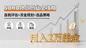 SOHO外贸创业全攻略，自我评估+资金规划+选品策略，月入2万美金-屈原聊项目