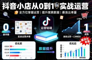 抖音小店从0到1实战运营，帮你全方位掌握小店运营，提升搜索数据与出单量-屈原聊项目
