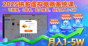 2025拼多多虚拟电商系统课，可矩阵，0成本，长久稳定，轻松月入1-5W-屈原聊项目
