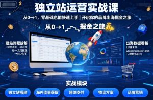 独立站运营实战课，从0到1，零基础也能快速上手，开启你的品牌出海掘金之旅-屈原聊项目