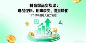 抖音爆品实战课：选品逻辑、矩阵裂变、流量转化，14节课掌握月入百万秘籍-屈原聊项目