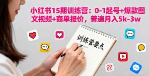 小红书15期训练营：0-1起号+爆款图文视频+商单报价，普遍月入5k-3w-屈原聊项目