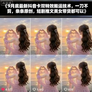 9月底最新抖音卡双特效搬运技术，一刀不剪，条条原创，短剧推文美女带货都可以-屈原聊项目