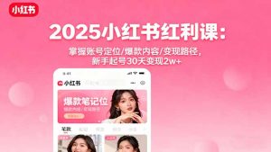 2025小红书红利课：掌握账号定位/爆款内容/变现路径，新手起号30天变现2w+-屈原聊项目
