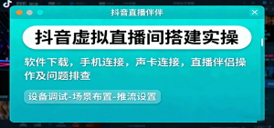 抖音虚拟直播间搭建实操、软件下载，手机连接，声卡连接，直播伴侣操作及问题排查-屈原聊项目